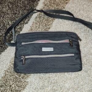 Baggallini Gray Mini Bag with Pink Accents